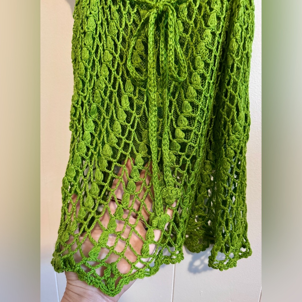Green Crochet Scoop Neck Babydoll Top - Picture 3 of 5